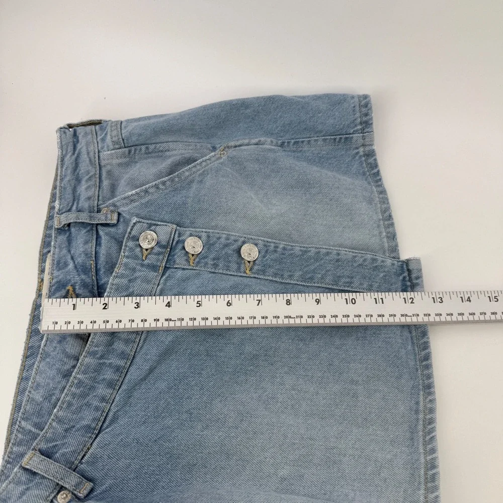 We The Free Free People‎ Denim Mini Skirt Asymmetrical Button Fly Blue Size 25